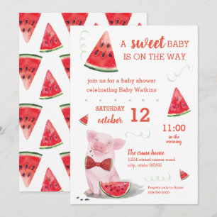 Invitation Baby shower d'été Watermelon Pig Sweet Baby