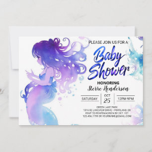 Invitation Baby shower d'étincelles de la sirène de coquillag