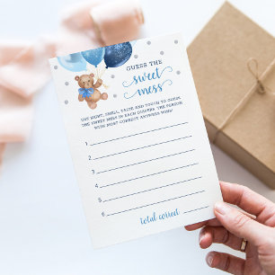 Invitation Baby shower Devinez La douce Mess Teddy Bear Card