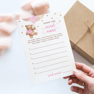Invitation Baby shower Devinez La douce Mess Teddy Bear Card