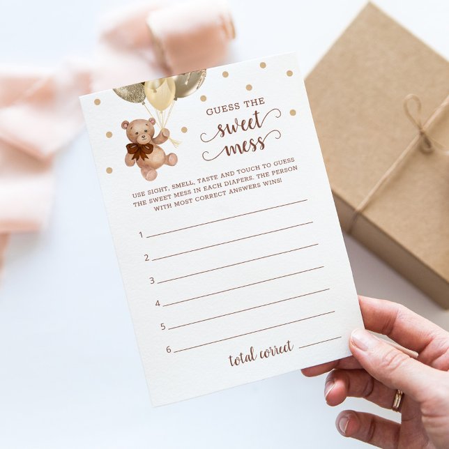 Invitation Baby shower Devinez La douce Mess Teddy Bear Card (Créateur téléchargé)
