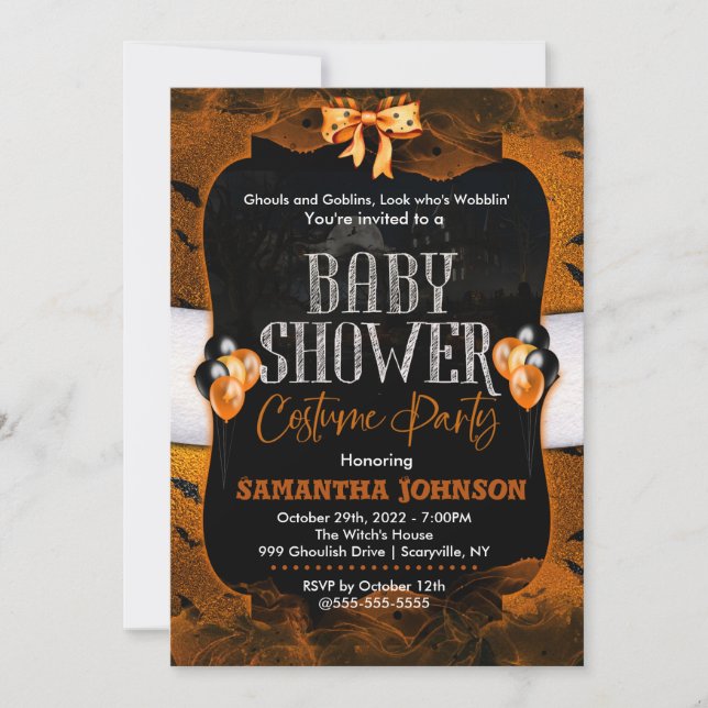Invitation Baby shower d'Halloween (Devant)