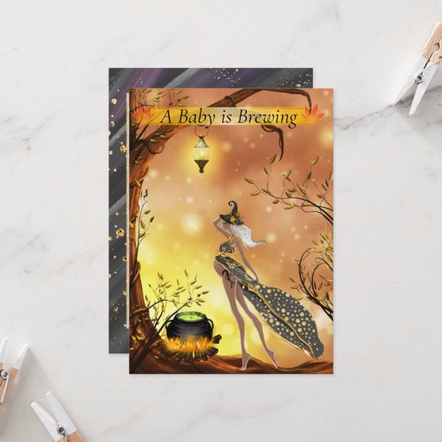 Invitation Baby shower d'Halloween afro-américain (Devant/Arrière en situation)