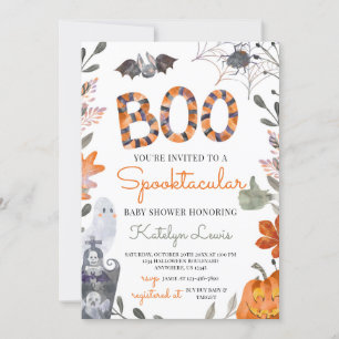 Invitation Baby shower d'Halloween avec les fantôm