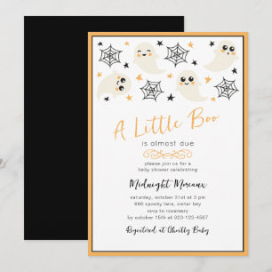 Invitation Baby shower d'Halloween Black Orange Little Boo