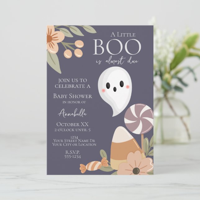 Invitation Baby shower d'Halloween Boho - mignon f (Debout devant)