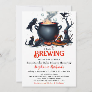 Invitation Baby shower d'Halloween Cauldron de sorcière brass
