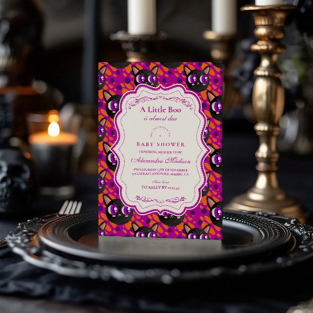 Invitation Baby shower d'Halloween Chat Psychédélique (Créateur téléchargé)