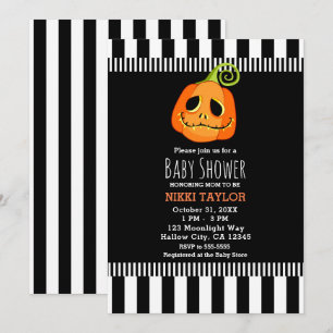 Invitation Baby shower d'Halloween Citrouille lunatique