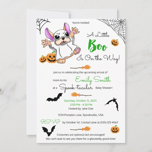Invitation Baby shower d'Halloween citrouille mignon (Devant)