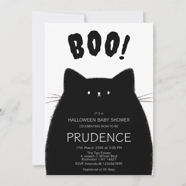Invitation Baby shower d'Halloween de Little Boo (Devant)