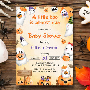Invitation Baby shower d'Halloween de Little Boo Ghost Citrou