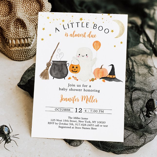 Invitation Baby shower d'Halloween de Little Boo Ghost Citrou (Créateur téléchargé)