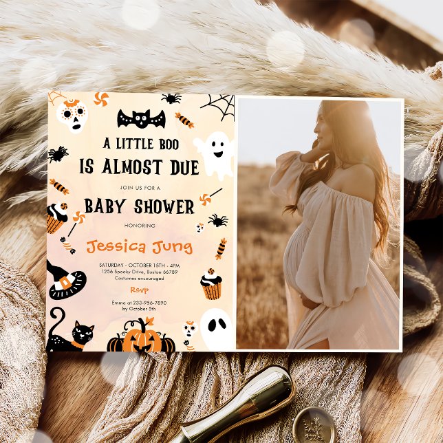 Invitation Baby shower d'Halloween de Little Boo Ghost Citrou (Créateur téléchargé)