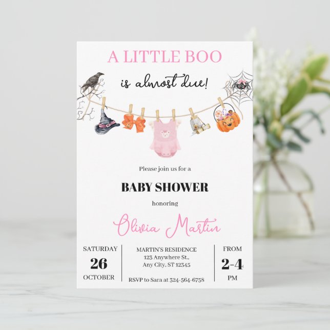 Invitation Baby shower d'Halloween éffrayant (Debout devant)