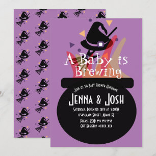 Invitation Baby shower d'Halloween Éffrayant de Witch Cauldro