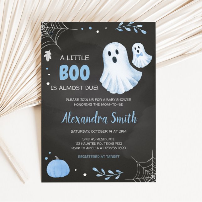 Invitation Baby shower d'Halloween fantôme bleu (Boy Blue Ghost Baby Shower Invitation)