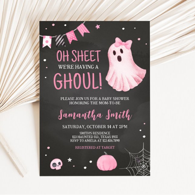 Invitation Baby shower d'Halloween Ghoul Ghost (Girl Ghost Baby Shower Invitation)