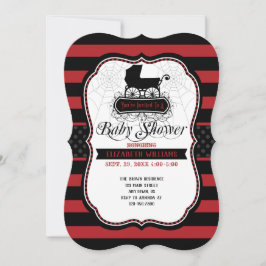 Invitation Baby shower d'Halloween gothique rouge