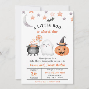 Invitation Baby shower d'Halloween Little Boo - Fantôme et Ci