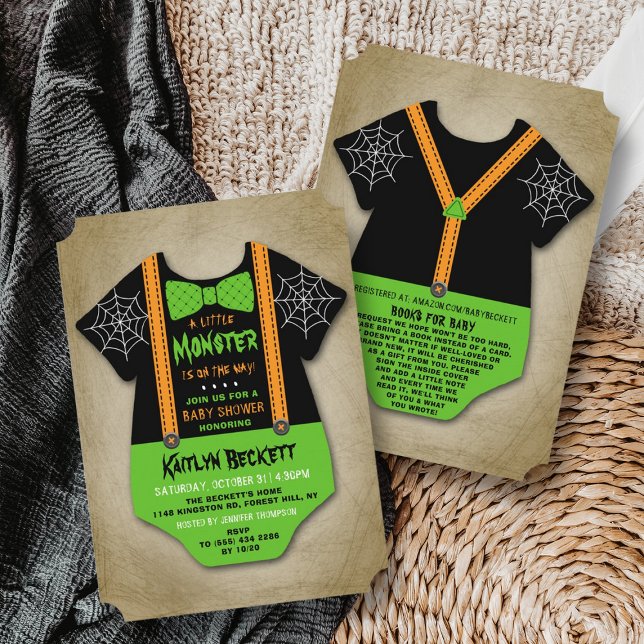 Invitation Baby shower d'Halloween "Little Monster" moderne (Créateur téléchargé)