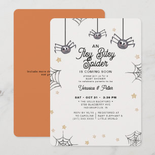 Invitation Baby shower d'Halloween neutre Itsy Bitsy Spider