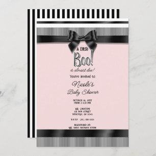 Invitation Baby shower d'Halloween noir blanc Bow