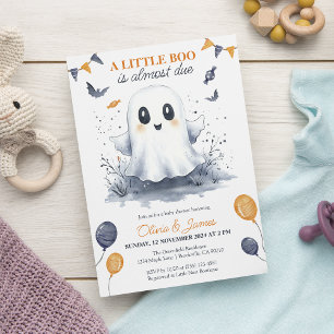 Invitation Baby shower d'Halloween Orange Little Boo
