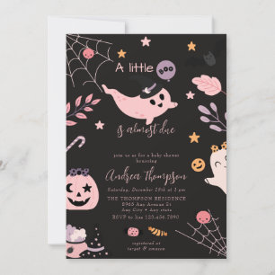 Invitation Baby shower d'Halloween rose