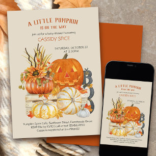Invitation Baby shower d'Halloween rustique petit Citrouille