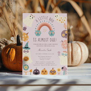 Invitation Baby shower d'Halloween Super Little Boo Retro