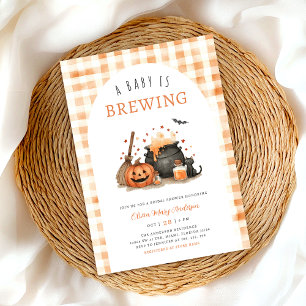Invitation Baby shower d'Halloween Un bébé brasse