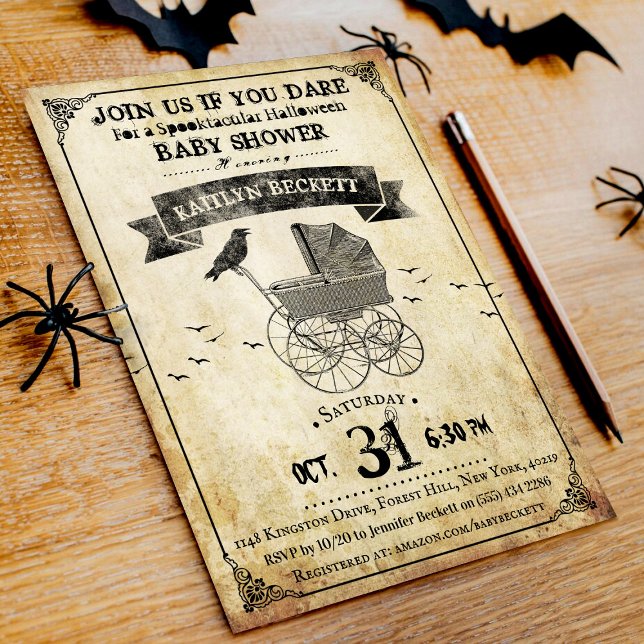 Invitation Baby shower d'Halloween vintage (Créateur téléchargé)