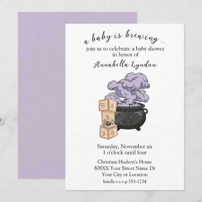 Invitation Baby shower d'Halloween Witch Cauldron (Devant / Derrière)