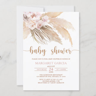 Invitation Baby shower d'herbe Bohemian Boho Pampas