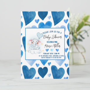 Invitation Baby shower d'hiver Blue Hearts