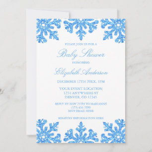 Invitation Baby shower d'hiver Blue Snowflake