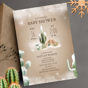 Invitation Baby shower d'hiver de Cactus à neige du désert