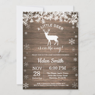 Invitation Baby shower d'hiver de cerfs de bois ru