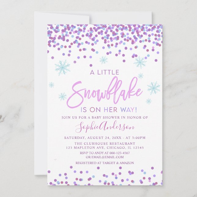 Invitation Baby shower d'hiver de Fille de Feu de Neige (Devant)