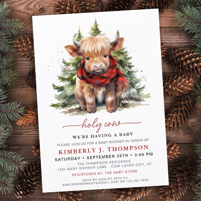 Invitation Baby shower d'hiver de Holy Cow Cosy Highland Calf (Créateur téléchargé)
