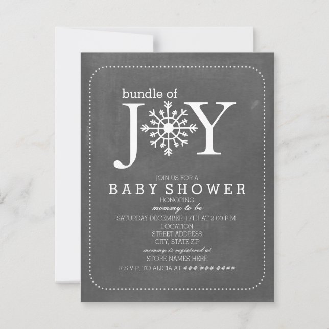 Invitation Baby shower D'Hiver De Joy Chalk Snowflake (Devant)