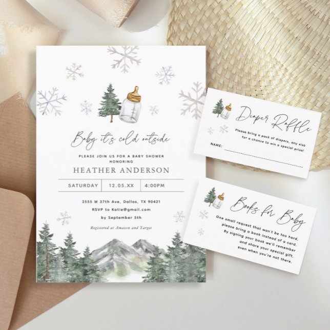 Invitation Baby shower d'hiver de la montagne Snowflake (Créateur téléchargé)