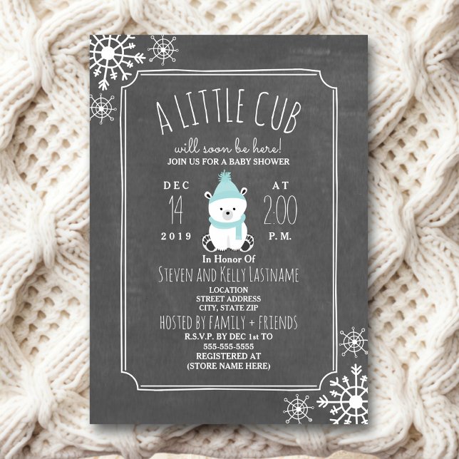 Invitation Baby shower d'hiver de l'ours polaire (Créateur téléchargé)