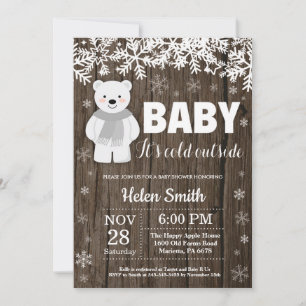 Invitation Baby shower d'hiver de l'ours polaire r