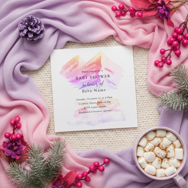 Invitation Baby shower d'hiver des merveilles (Winter wonderland colorful baby shower invitation.)