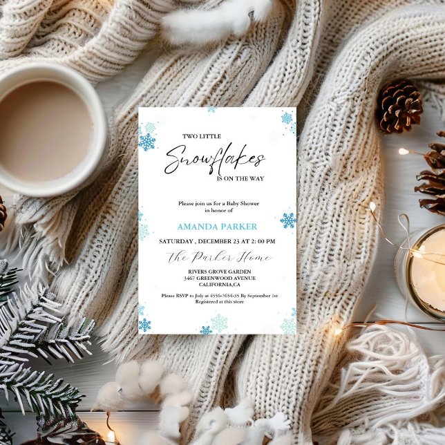 Invitation Baby shower d'hiver du Baby shower Twin Snowflake (Créateur téléchargé)