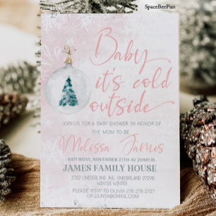 Invitation Baby shower d'hiver Fille bébé il fait froid à l'e