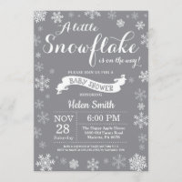 Baby shower d'hiver Flocon de neige blanc et gris