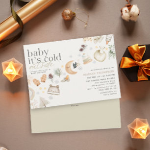 Invitation Baby shower d'hiver froid à l'extérieur couleur ne